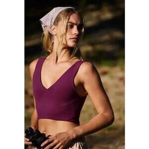 NWT FP MOVEMENT by FREE PEOPLE Never Better Crop BRA S DEEP MULBERRY